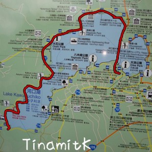 unser Weg an diesem Tag (vom Hostel, über die Brücke, am See entlang)